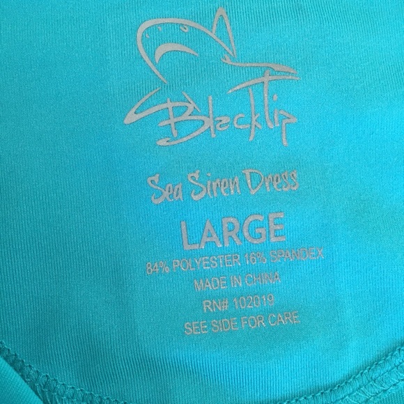 NWOT Black tip Turquoise beach sleeveless, hoodie dress size L - Picture 8 of 8